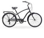 reezero Every journey Steel Men's Hybrid Bike with Rear Rack, 7-Speed, 26 In. Wheels, Matte Black