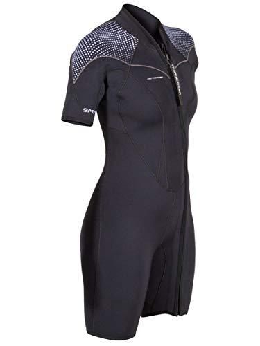 Henderson Womens 3mm Thermoprene Pro Front Zip Shorty Wetsuit, Black/Purple, 16