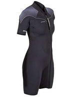 Henderson Womens 3mm Thermoprene Pro Front Zip Shorty Wetsuit, Black/Purple, 16