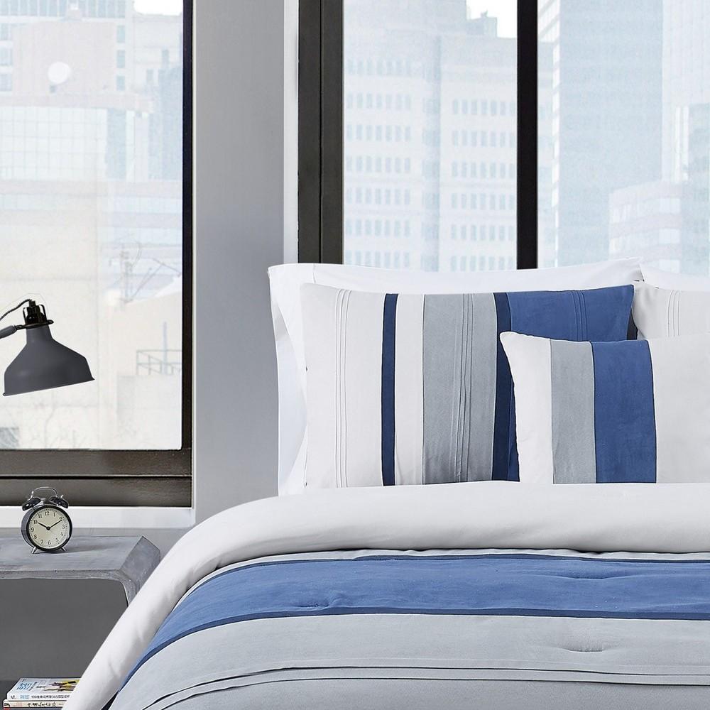 London Fog Newport Stripe Microsuede 4 Piece Comforter Set