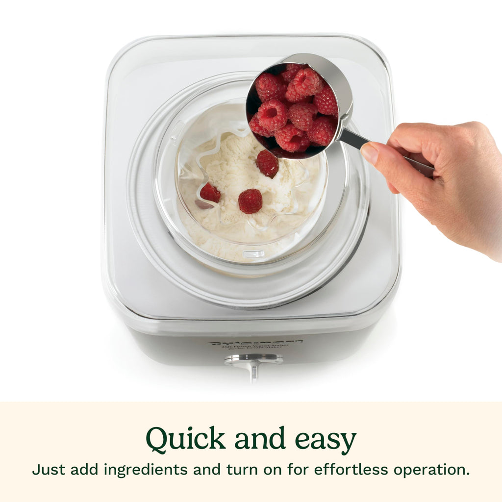 Ice Cream Maker Machine, 2-Quart Ice Cream, Sorbet and Frozen Yogurt Machine, Fully Automatic Double-Insulated Freezer Bowl Makes Frozen Desserts in Under 30 Minutes, ICE30BCP1, Silver
