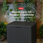 City 30 Gallon Resin Outdoor StoraBox and Patio Furniture Side Table for Pool and Garden Accessories, Dark Grey