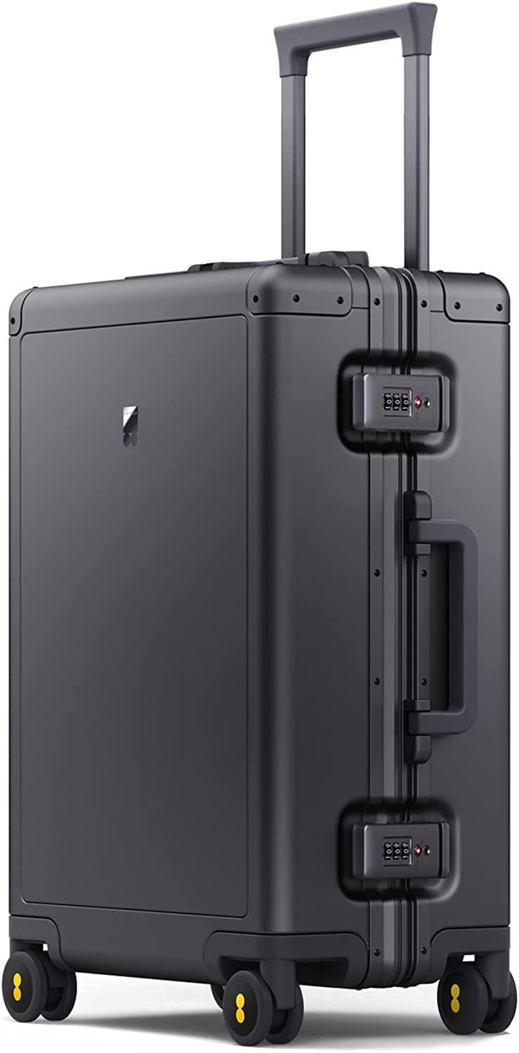 Gibraltar Carry on Luggage, 20" Aluminum Frame Hardside Suitcase Zipperless Luggage with TSA Lock, 8 Spinner Wheels - Dark Grey