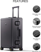Gibraltar Carry on Luggage, 20" Aluminum Frame Hardside Suitcase Zipperless Luggage with TSA Lock, 8 Spinner Wheels - Dark Grey