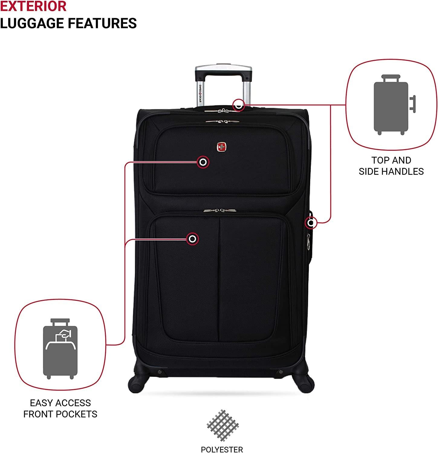Sion Softside Expandable Luggage, Black, Checked-Large 29-Inch