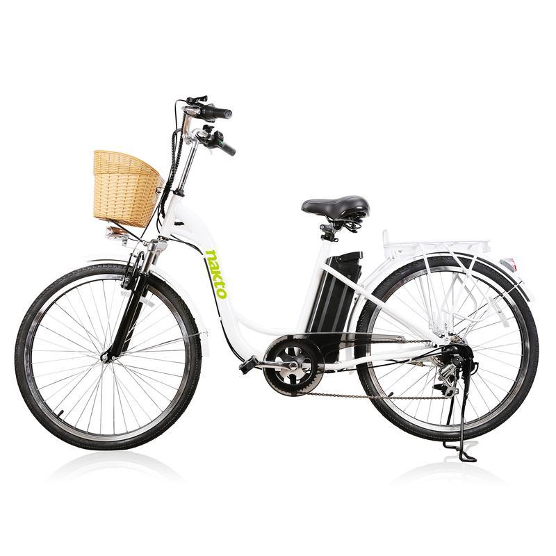 City Electric Bicycle 250W 36V 10A for Women 26 In., Camel White