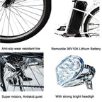 City Electric Bicycle 250W 36V 10A for Women 26 In., Camel White