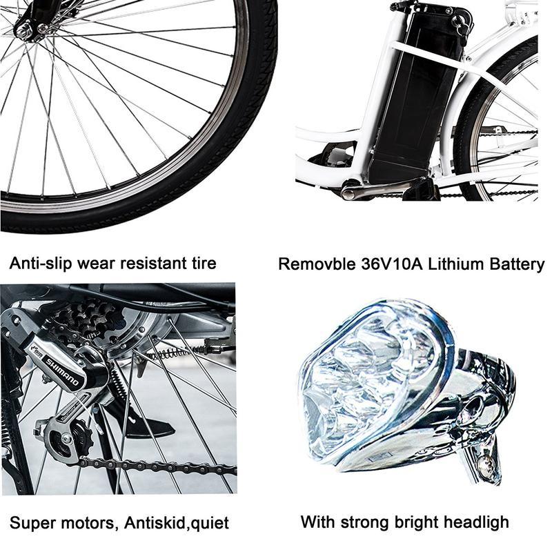 City Electric Bicycle 250W 36V 10A for Women 26 In., Camel White