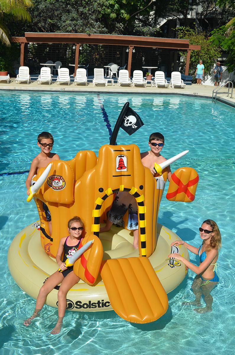 Swim Central Inflatable Orange Pirate Castle Adventure Swimming Float, 82-Inch