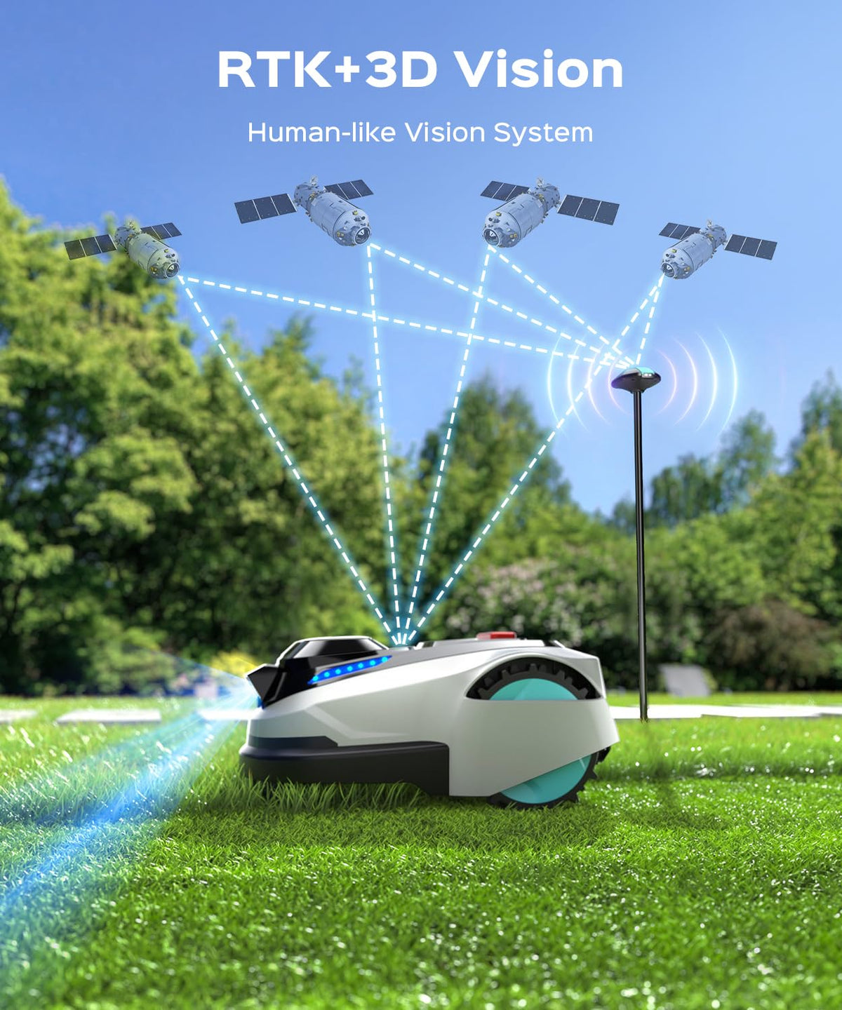 N1600 PRO Wireless Robot Lawn Mower, RTK+Vision Navigation, 0.4 Acre Coverage, APP Smart Control, Multi-Zone Mowing, Ordered Cutting Path, Smart Robot Lawn Mower for Yards