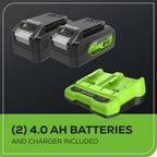 48V (24V x 2) 17" Brushless Cordless Push Lawn Mower, Includes (2) 4.0Ah Batteries and Dual Port Rapid Charger((200+ Compatible Tools, 45Min Runtime)