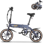Vivi 16" Folding Electric Bike 350W Brushless Motor, 20MPH, 35 Miles, 36V/10.4Ah Battery, Super Light Electric Bike for Adults/Mountain Bikes/Ebike,  Professional 6 Speed Gears