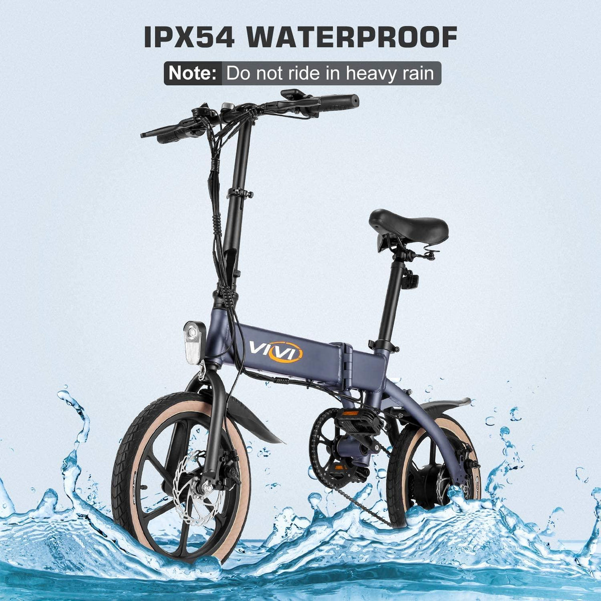 Vivi 16" Folding Electric Bike 350W Brushless Motor, 20MPH, 35 Miles, 36V/10.4Ah Battery, Super Light Electric Bike for Adults/Mountain Bikes/Ebike,  Professional 6 Speed Gears