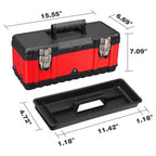 Tool Box 15.5 Inch Small Portable Tool Organizer Box with -in Short Non-slip Handle Car Box with Removable tray