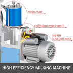 happybuy electric milking machine 1440 rpm 5-8 cows per hour milker machine 0.55 kw milking equipment with 25l 304 stainless steel bucket single cow milking machine