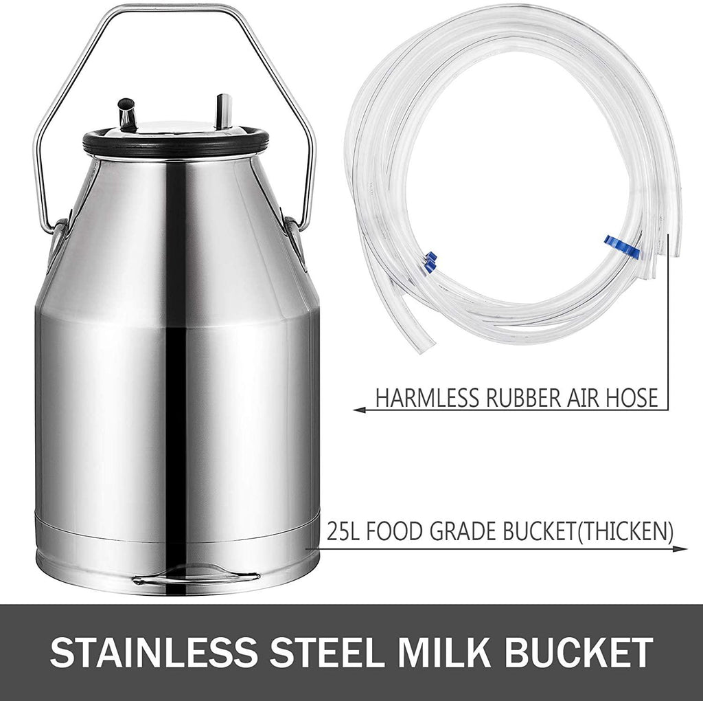 happybuy electric milking machine 1440 rpm 5-8 cows per hour milker machine 0.55 kw milking equipment with 25l 304 stainless steel bucket single cow milking machine