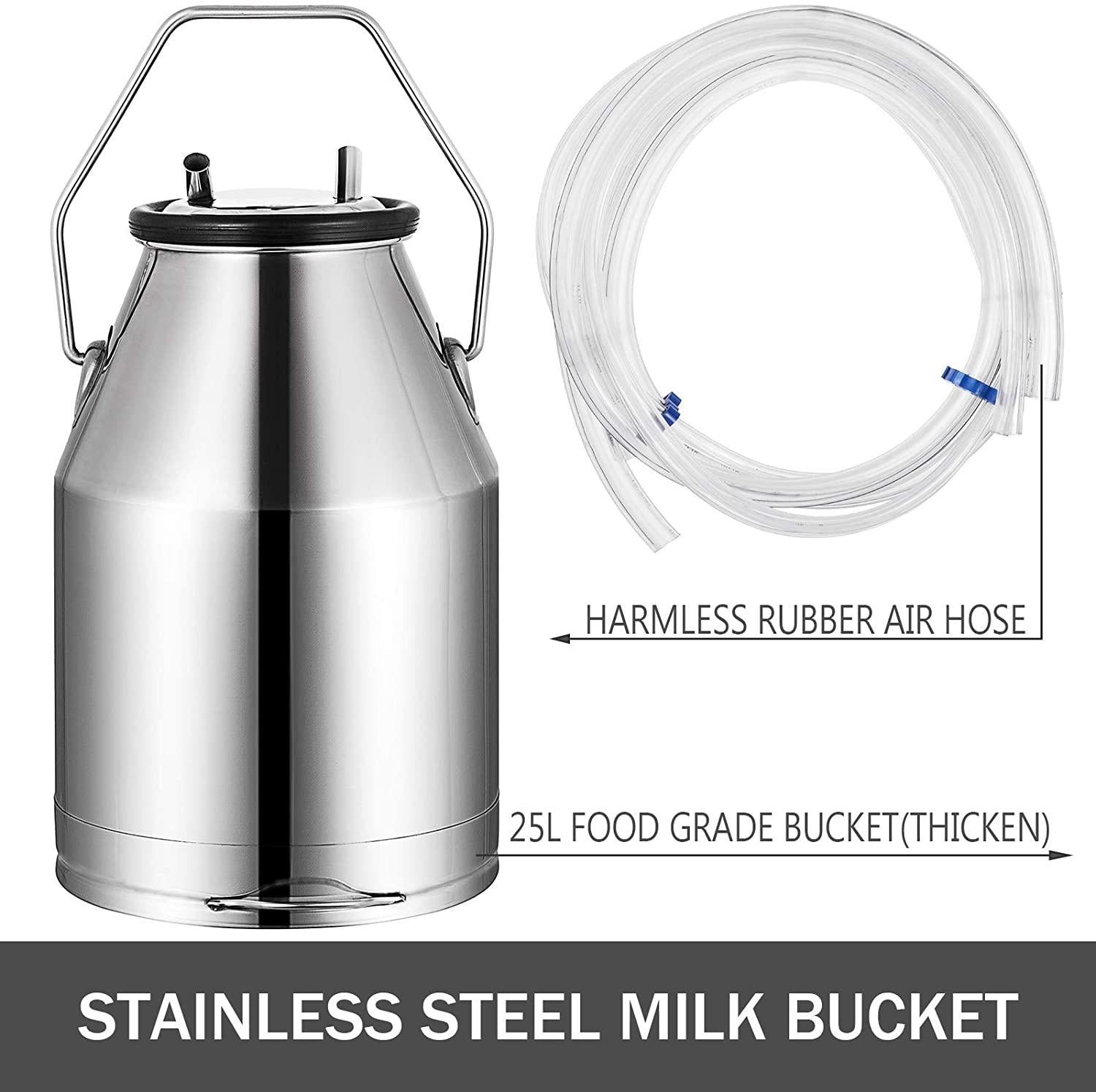 happybuy electric milking machine 1440 rpm 5-8 cows per hour milker machine 0.55 kw milking equipment with 25l 304 stainless steel bucket single cow milking machine