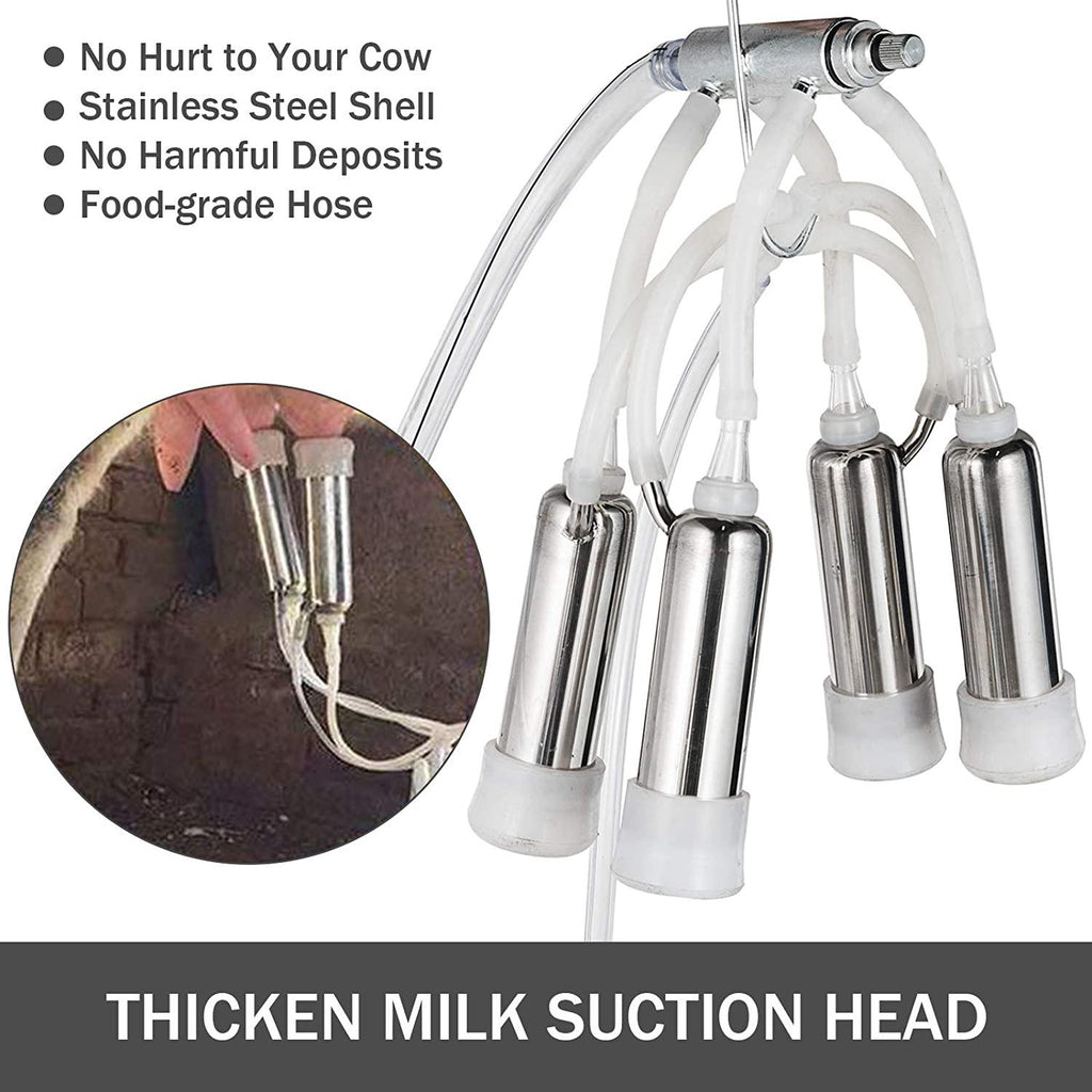 happybuy electric milking machine 1440 rpm 5-8 cows per hour milker machine 0.55 kw milking equipment with 25l 304 stainless steel bucket single cow milking machine