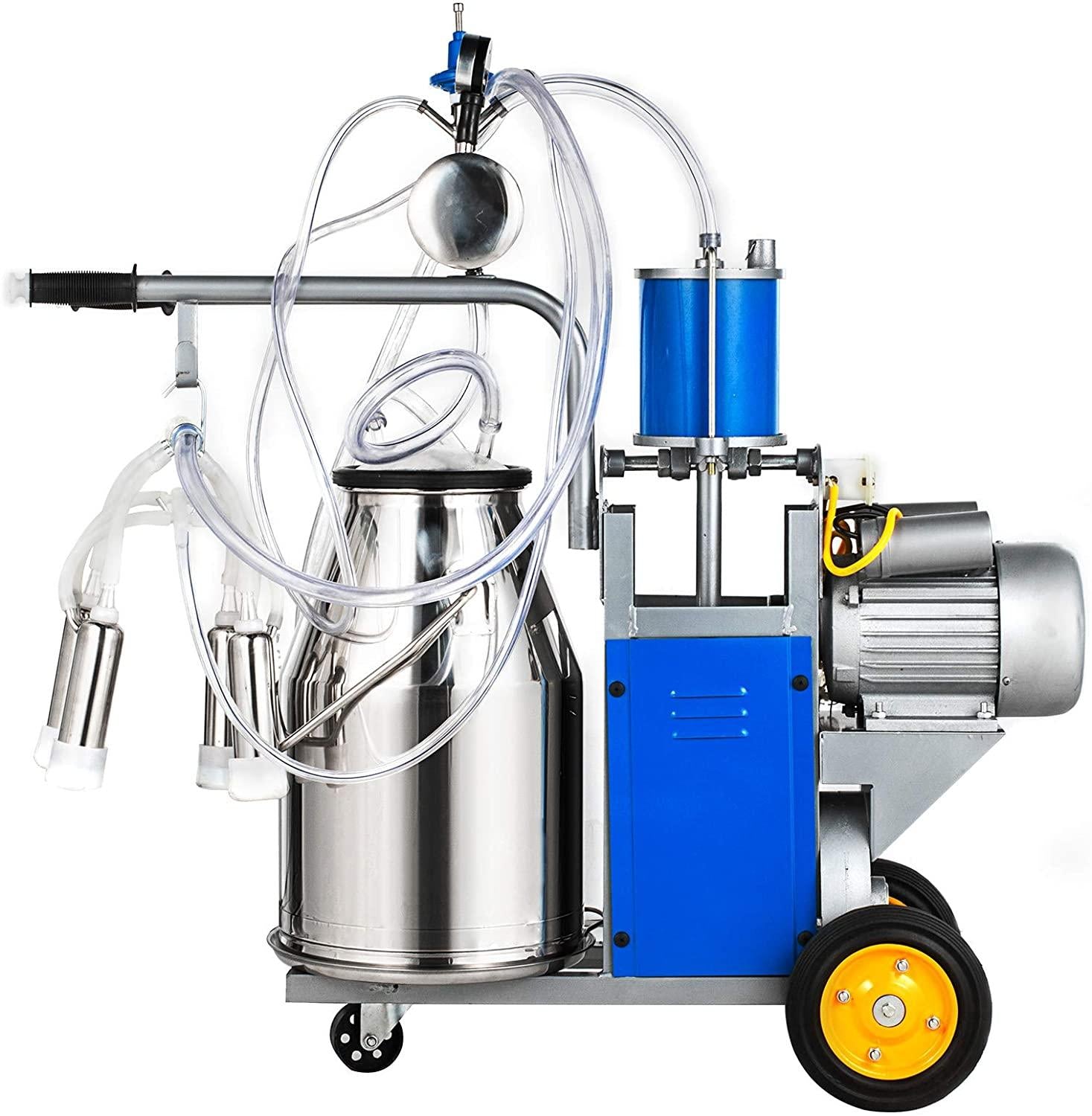 happybuy electric milking machine 1440 rpm 5-8 cows per hour milker machine 0.55 kw milking equipment with 25l 304 stainless steel bucket single cow milking machine
