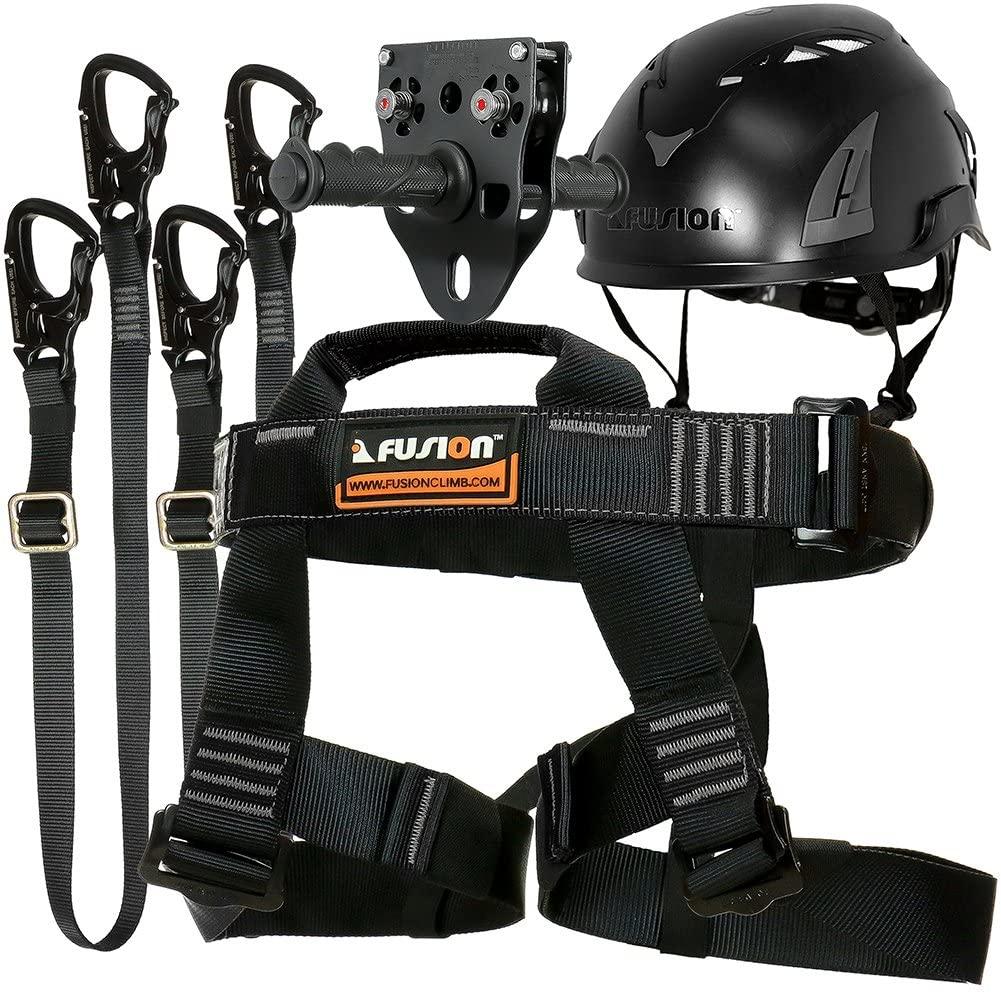 Fusion Climb Tactical Edition Adults Commercial Zip Line Kit Harness/Dual Lanyard/Trolley/Helmet Bundle FTK-A-HLLTH-12