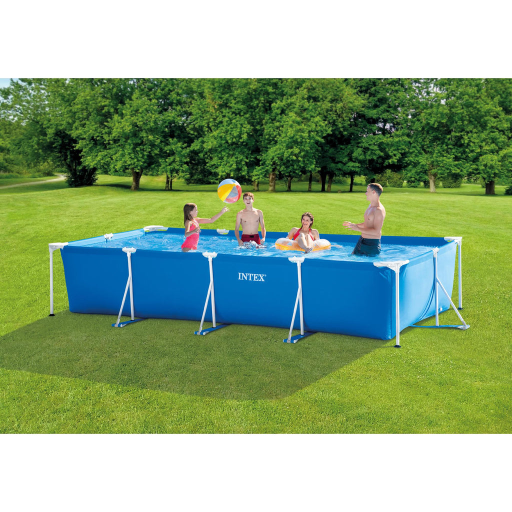 28279EH 14ft x 33in Puncture Resistant Rectangular Frame Above Ground Backyard Outdoor Swimming Pool with 530 Gallon