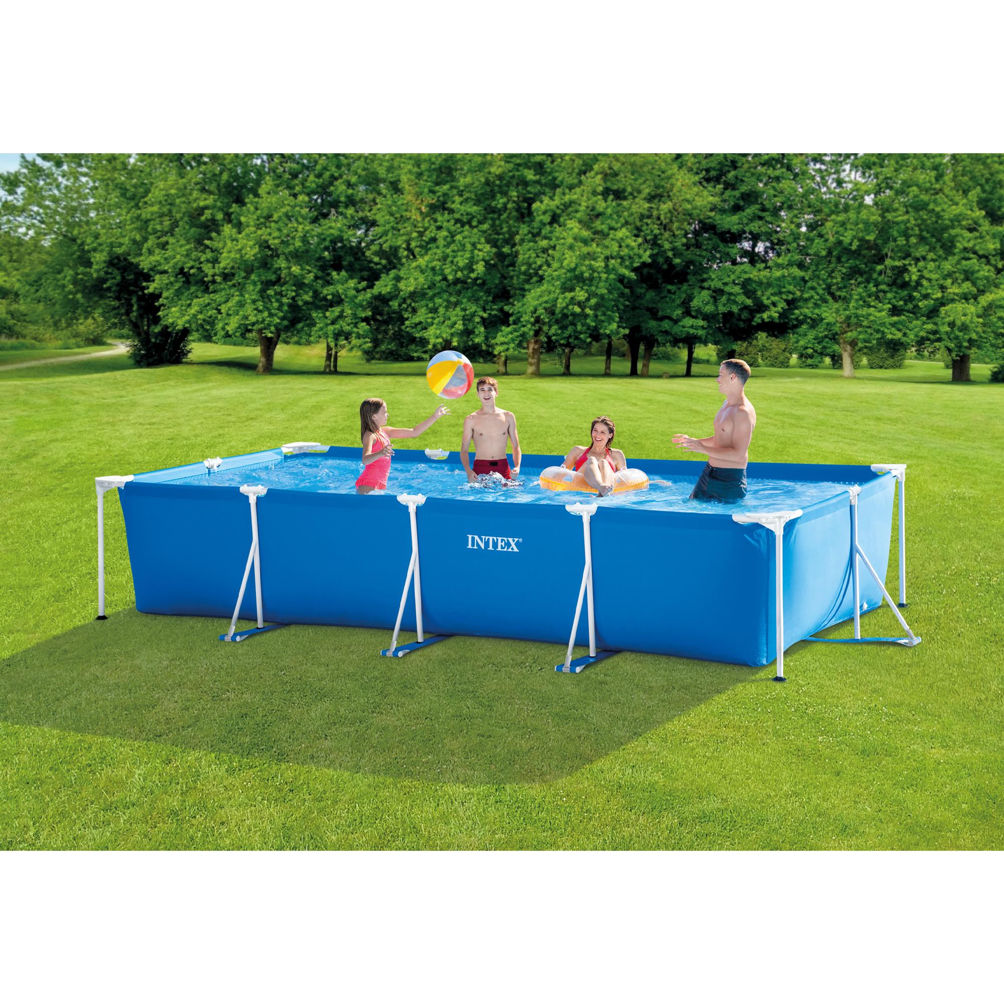 28279EH 14ft x 33in Puncture Resistant Rectangular Frame Above Ground Backyard Outdoor Swimming Pool with 530 Gallon