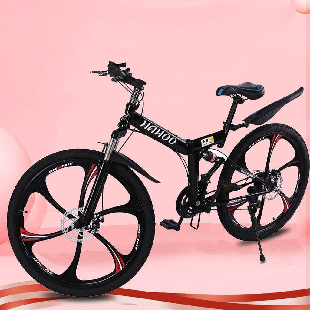 Mens Mountain Bike 26 Inch Adult Bike for Men Women, High Carbon Steel Frame,Full Suspension Anti-Slip Bicycle, 21 Speed Foldable Bike for Adults