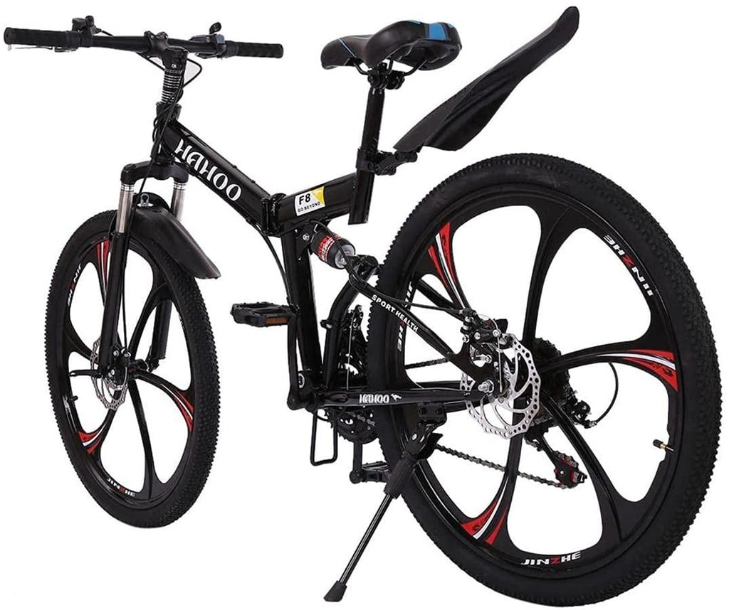Mens Mountain Bike 26 Inch Adult Bike for Men Women, High Carbon Steel Frame,Full Suspension Anti-Slip Bicycle, 21 Speed Foldable Bike for Adults