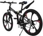 Mens Mountain Bike 26 Inch Adult Bike for Men Women, High Carbon Steel Frame,Full Suspension Anti-Slip Bicycle, 21 Speed Foldable Bike for Adults