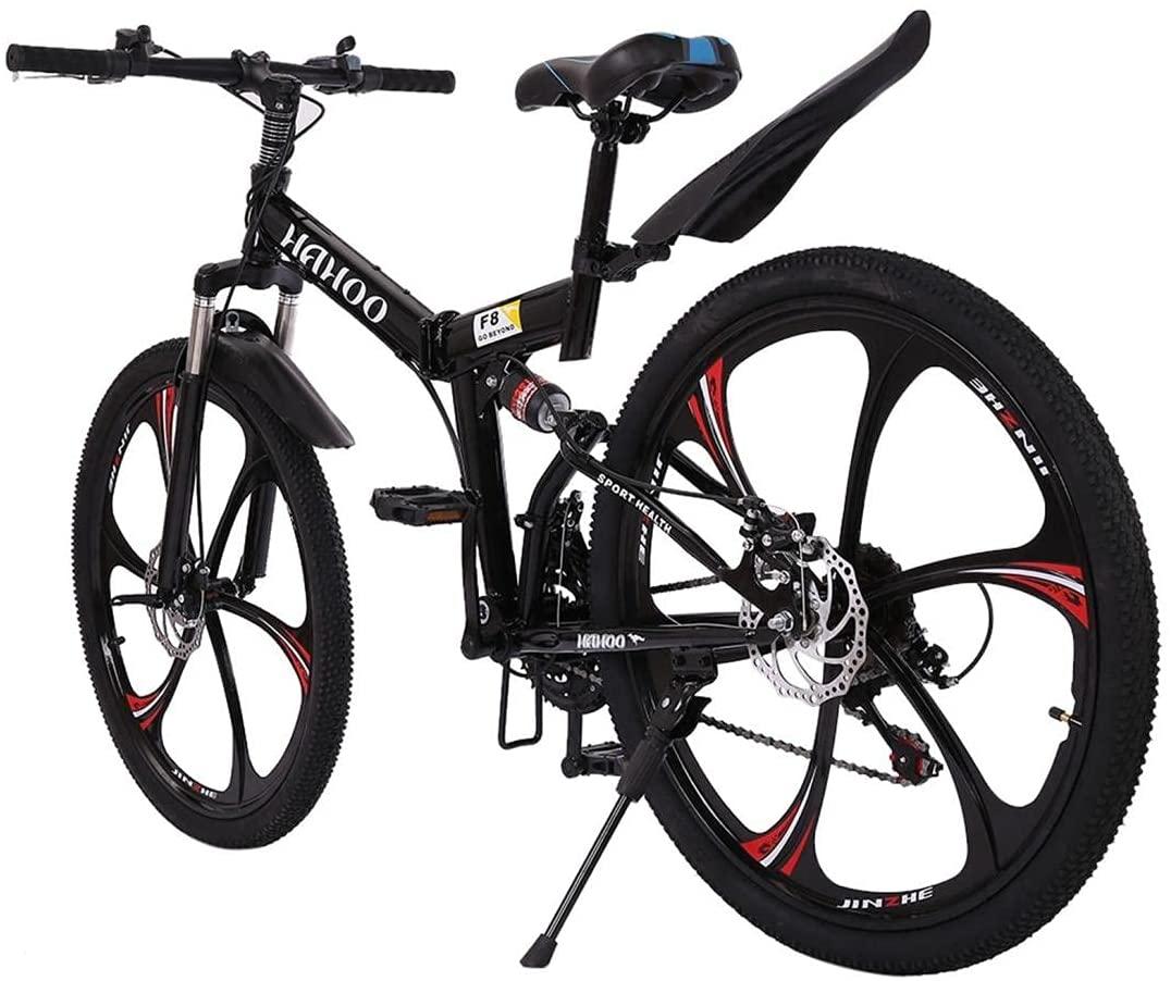 Mens Mountain Bike 26 Inch Adult Bike for Men Women, High Carbon Steel Frame,Full Suspension Anti-Slip Bicycle, 21 Speed Foldable Bike for Adults