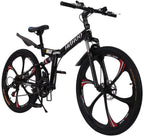 Mens Mountain Bike 26 Inch Adult Bike for Men Women, High Carbon Steel Frame,Full Suspension Anti-Slip Bicycle, 21 Speed Foldable Bike for Adults