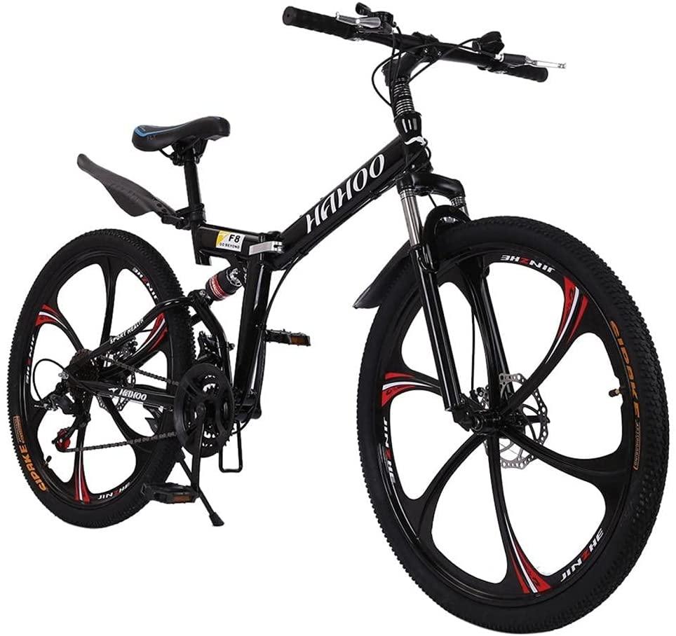 Mens Mountain Bike 26 Inch Adult Bike for Men Women, High Carbon Steel Frame,Full Suspension Anti-Slip Bicycle, 21 Speed Foldable Bike for Adults