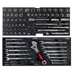 439PCS Tool Set, Mechanic Tool Set for Home, Tool Box Set 4-Tier Socket Wrench Ratchet Plier Nails, Home Tool Set Mechanics Kit with 3 Drawers Organizer for Adults Man Handyman, Red