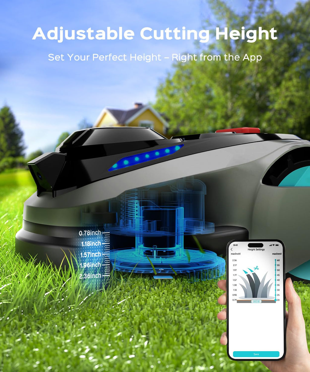 N1600 PRO Wireless Robotic Lawn Mower, RTK &amp; Vision Navigation, Up to 0.4 Acre Coverage, Smart App Control, Multi-Zone Mapping, Systematic Mowing Robot