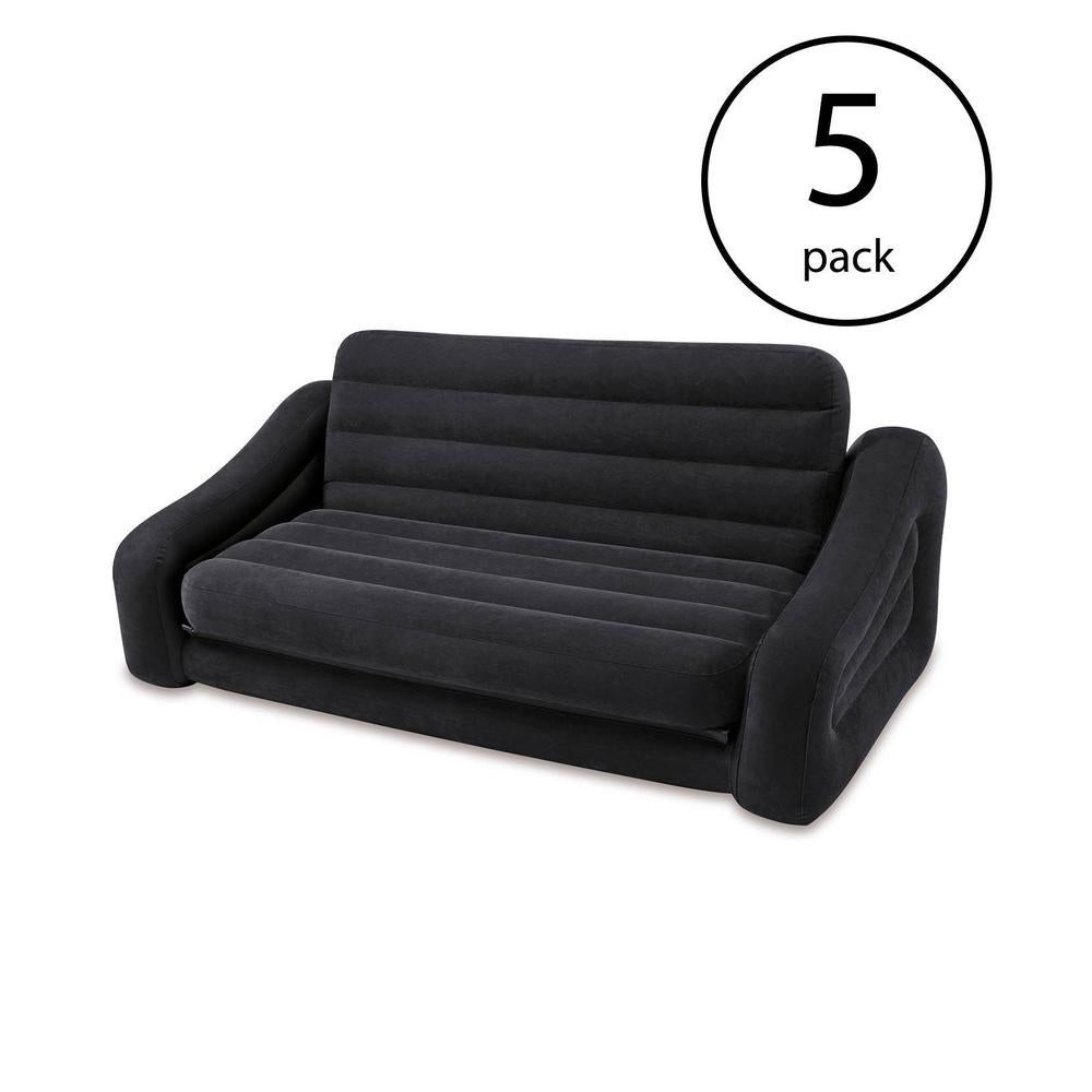 Queen Size Inflatable Pull-Out Futon Sofa Couch Bed, Dark Gray (5-Pack)