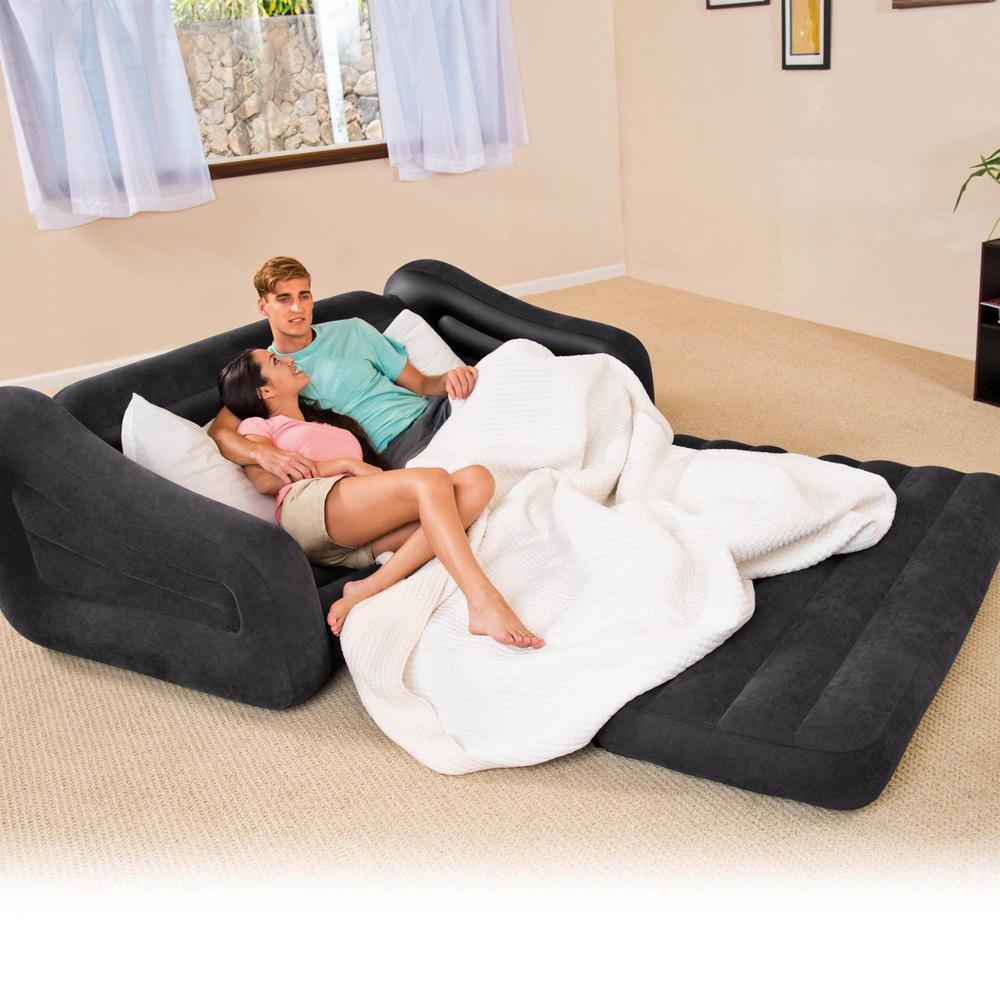 Queen Size Inflatable Pull-Out Futon Sofa Couch Bed, Dark Gray (5-Pack)