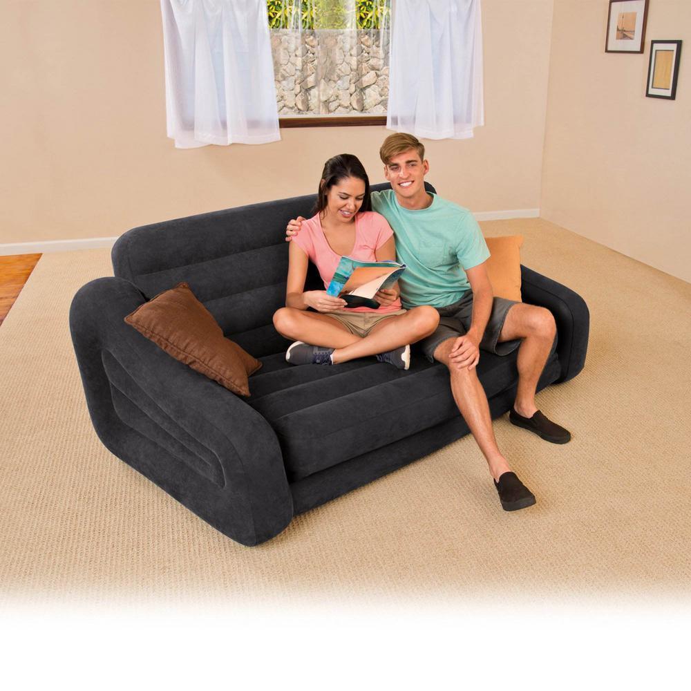 Queen Size Inflatable Pull-Out Futon Sofa Couch Bed, Dark Gray (5-Pack)
