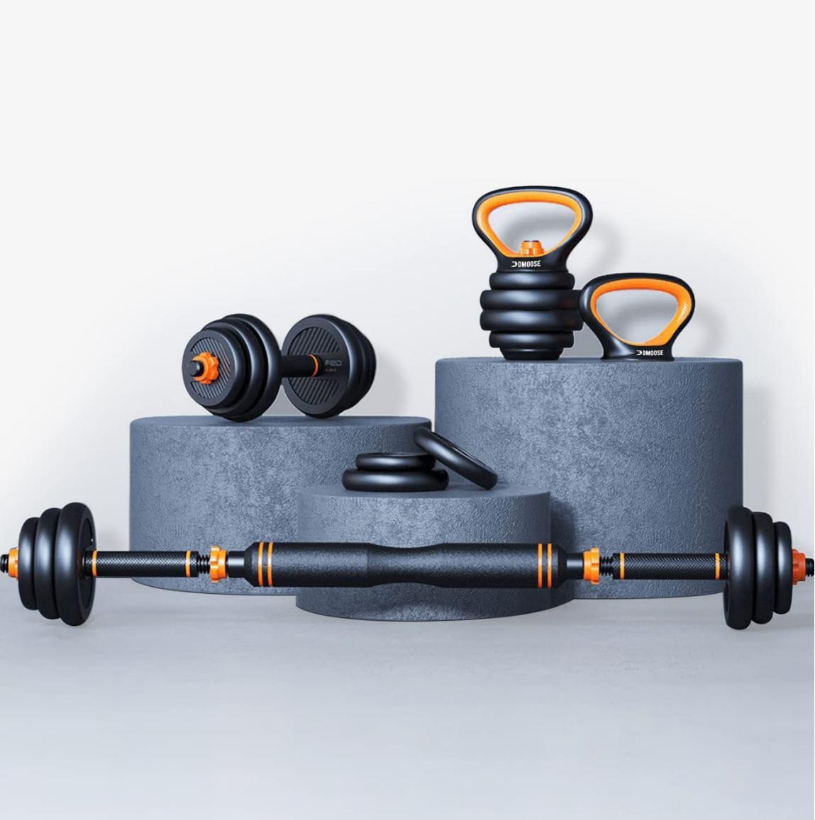 35KG Adjustable Dumbbell Set, 6 in 1 Adjustable Dumbbells / Barbell / Kettlebell / Push up 77lb Bodybuilding Weight Training Kit