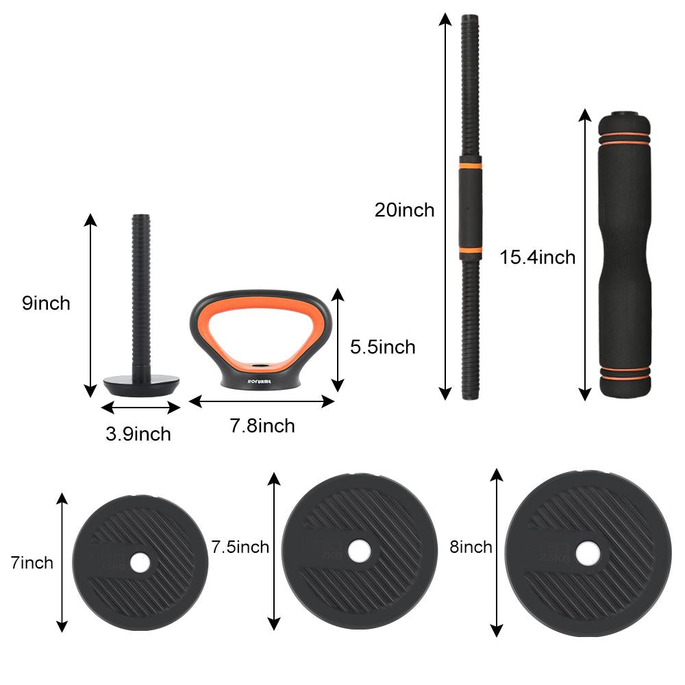 35KG Adjustable Dumbbell Set, 6 in 1 Adjustable Dumbbells / Barbell / Kettlebell / Push up 77lb Bodybuilding Weight Training Kit