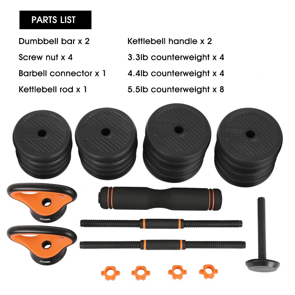 35KG Adjustable Dumbbell Set, 6 in 1 Adjustable Dumbbells / Barbell / Kettlebell / Push up 77lb Bodybuilding Weight Training Kit