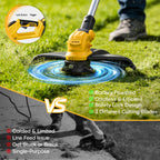 Brushless Electric Weed Wacker String Trimmer, 20V Cordless Weed Eater and Edger, 15" Cutting Width with 2 * 5.0Ah Battery Powered Brush Cutter, 4 in 1 Lawn Mower, Eco Friendly Grass Cutter