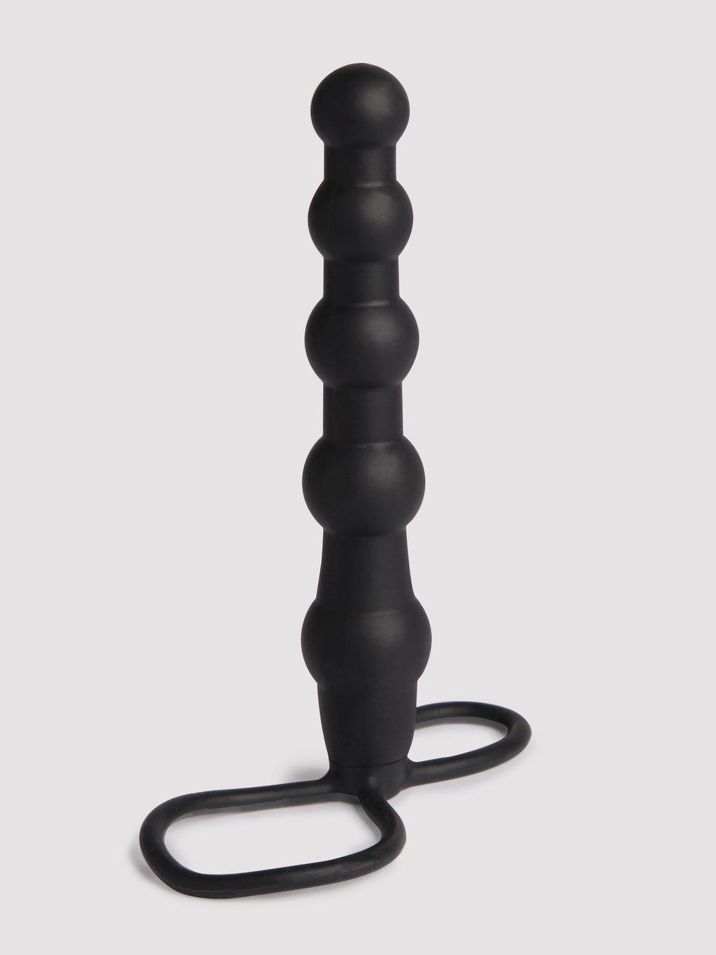Love Rider Silicone Beaded Dual Penetrator Strap-On, Black