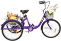 PEXMOR Adult Tricycle, 7 Speed Trike Cruiser Bike, 24/26 Inch Three-Wheeled Bicycle with Foldable Front &amp; Rear Basket Adjustable Height Seat for Recreation, Shopping Men's Women's Bike