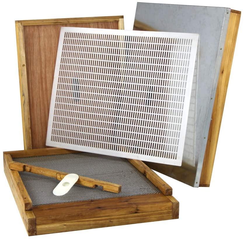 hoover hives 10 frame langstroth beehive parts kit dipped in 100% beeswax includes telescoping top cover, oval bee escape, inner cover, screened bottom board, entrance reducer &amp; queen excluder