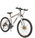26 Inch Mountain Bikes, 21 Speed Suspension Fork MTB, High-Tensile Carbon Steel Frame Mountain Bicycle with Dual Disc Brake for Men and Women