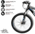 26 Inch Mountain Bikes, 21 Speed Suspension Fork MTB, High-Tensile Carbon Steel Frame Mountain Bicycle with Dual Disc Brake for Men and Women