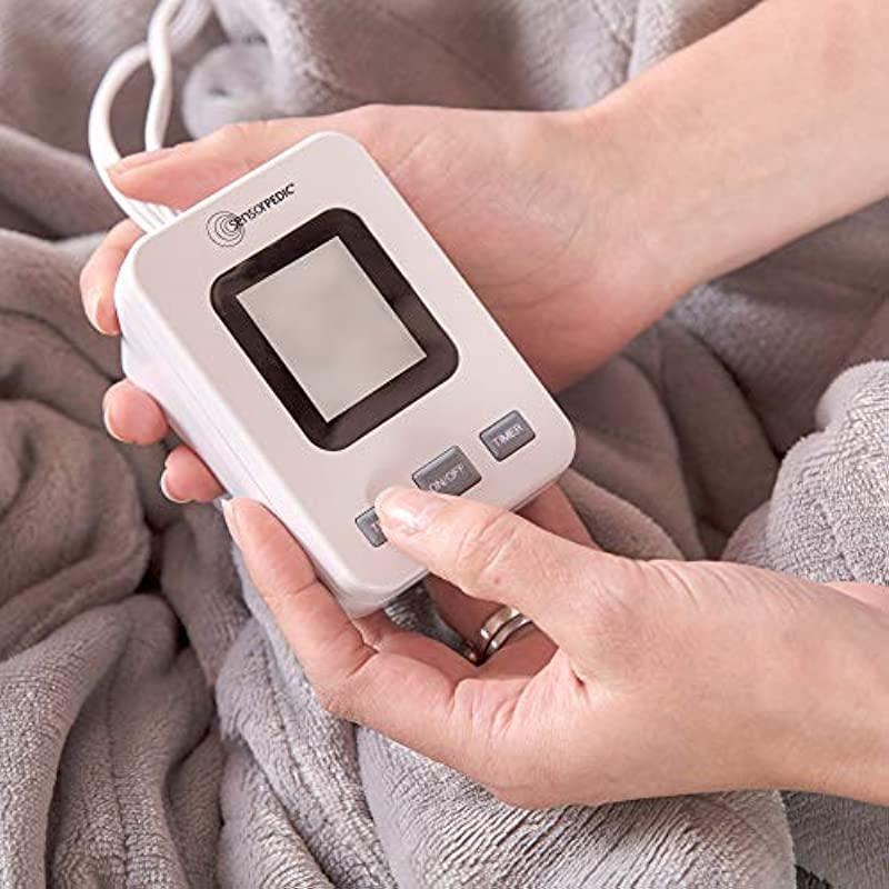 SensorPedic Heated Electric Blanket with SensorSafe, King, Soft Grey
