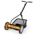 Manual Lawn Mower, 14 Inch 5-Blade Walk-Behind Cordless Grass Cutter with 7 Gallon Removable Grass Collect Bag, Adjustable Cutting Heights, Push Reel Lawn Mower for Yard, Garden