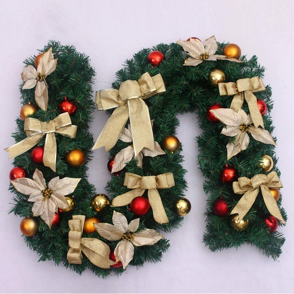 YANXIAOPING Christmas , Christmas Flower Ball Decoration ，Xmas Decorations for Wall Door Stair (5pc, Gold) 2.7m/8.86ft (Size : 5pack)