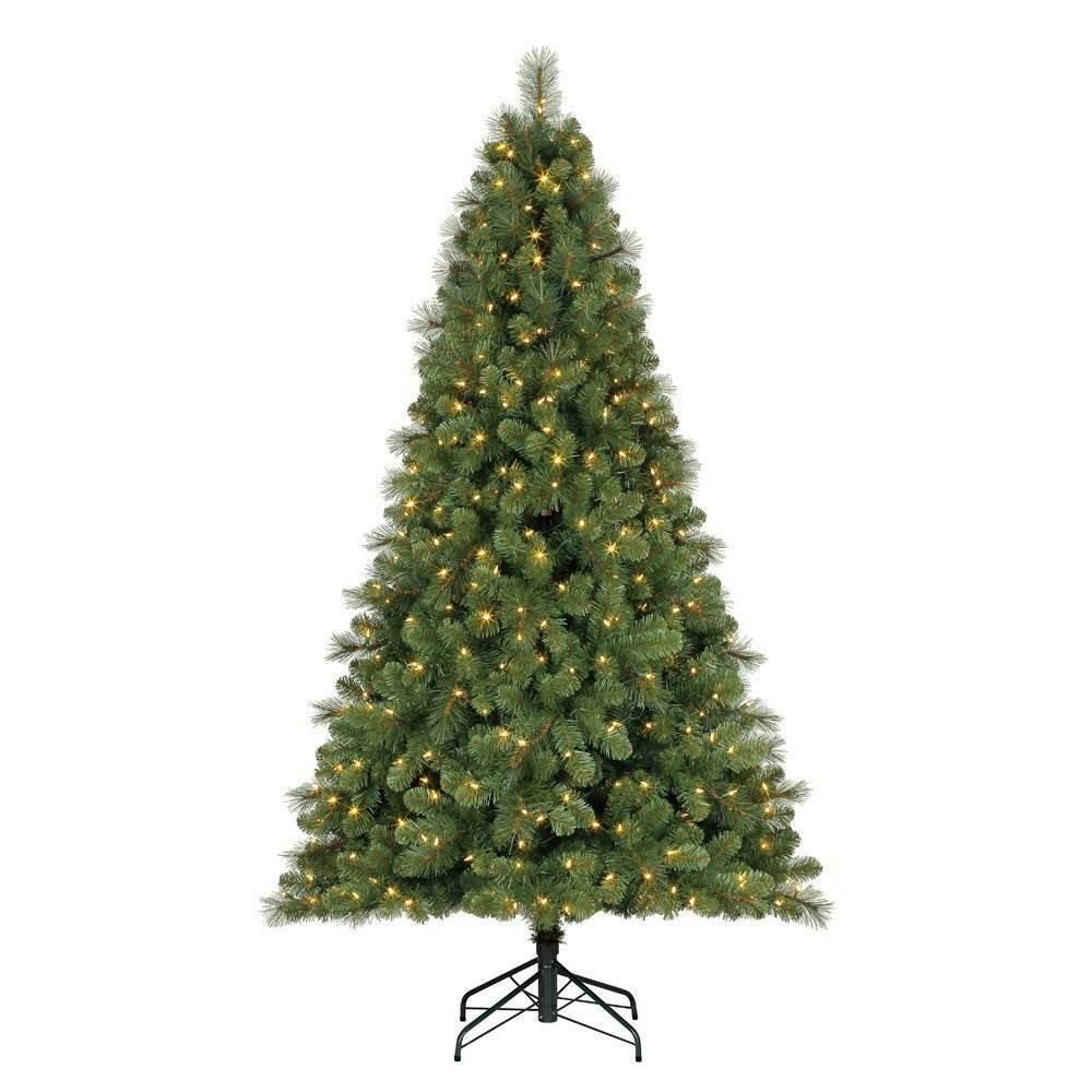 Home Herita9 Ft Artificial Cascade Pine Christmas Tree Prelit Changing Lights